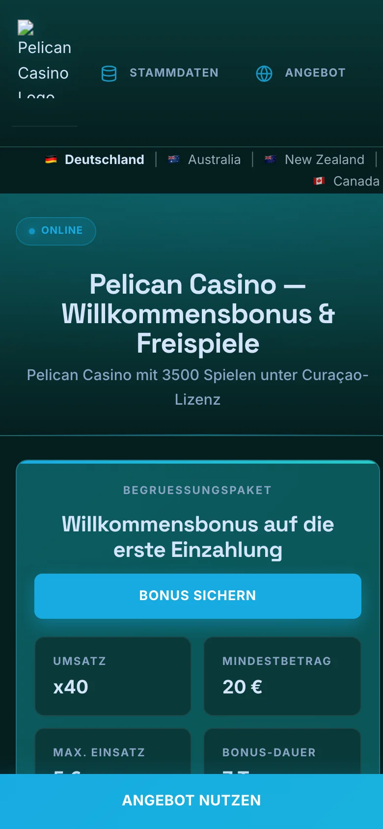 Pelican Casino mobile lobby screenshot