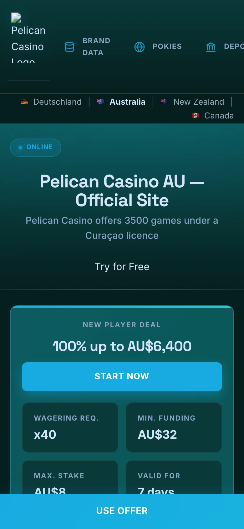 Pelican Casino mobile lobby screenshot